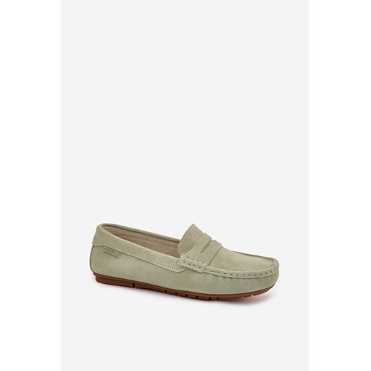 Damskie Mokasyny Z Naturalnego Zamszu Zielone RR274945 36 ZAZOO