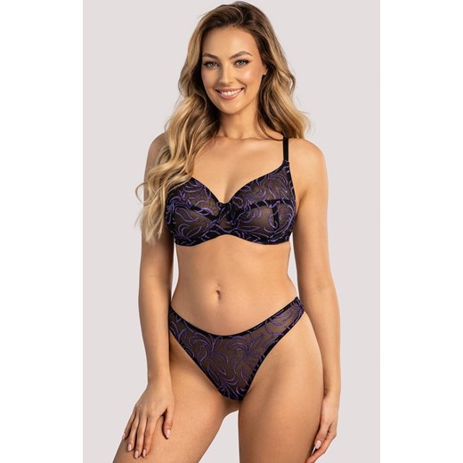 Biustonosz miękki soft Anora, Kolor czarno-fioletowy, Rozmiar 75E, Unikat ze sklepu Intymna w kategorii Biustonosze - zdjęcie 180223987