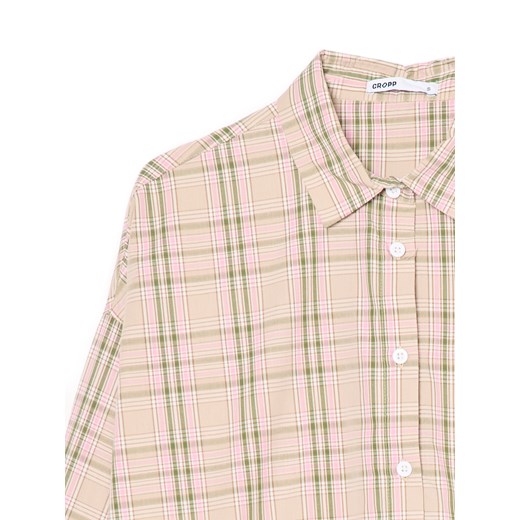 Cropp - Beżowa koszula w kratę - beżowy Cropp S Cropp
