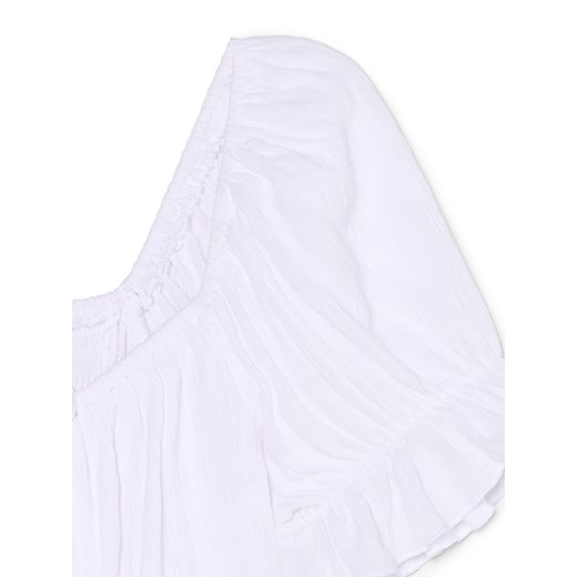 Cropp - Biały top z marszeniami i wiązaniem - biały Cropp XL Cropp