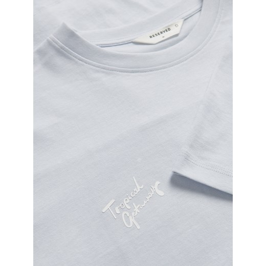 Reserved - T-shirt regular z nadrukiem - jasnoniebieski Reserved M Reserved