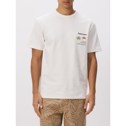 T-shirt męski Reserved biały z krótkim rękawem 