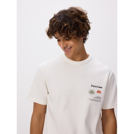 Reserved - T-shirt comfort z nadrukiem - złamana biel ze sklepu Reserved w kategorii T-shirty męskie - zdjęcie 180228008