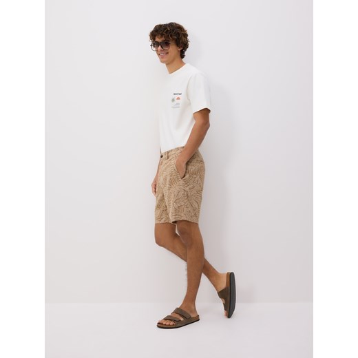 T-shirt męski biały Reserved z elastanu 