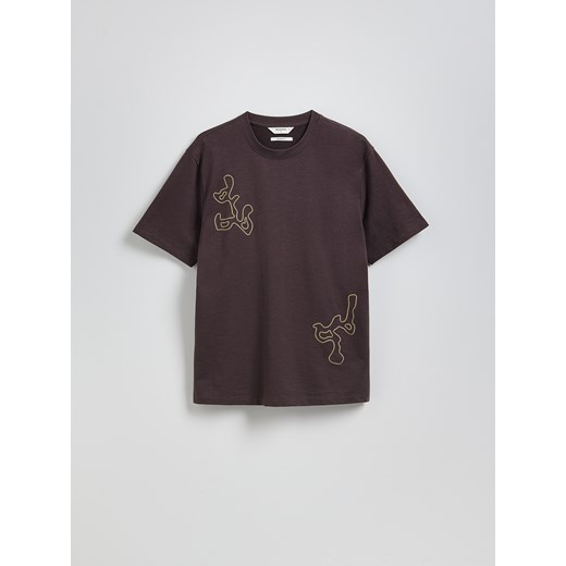 Reserved - T-shirt relaxed z nadrukiem - brązowy Reserved XXL Reserved
