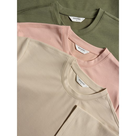 T-shirt męski beżowy Reserved na wiosnę z krótkimi rękawami 