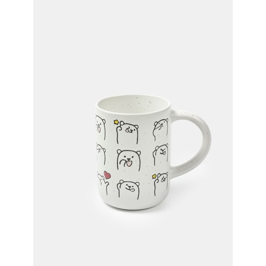 Sinsay - Kubek delikatnie nakrapiany z motywem zwierzęcym - biały Sinsay One Size Sinsay