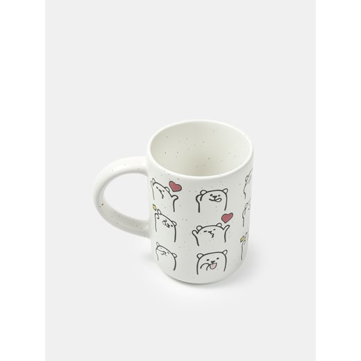 Sinsay - Kubek delikatnie nakrapiany z motywem zwierzęcym - biały Sinsay One Size Sinsay