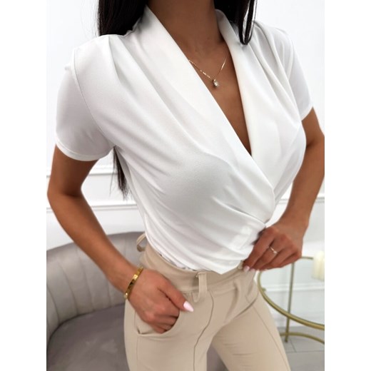 Kremowe Body z Kopertowym Dekoltem Modnakiecka.pl 38 ModnaKiecka.pl