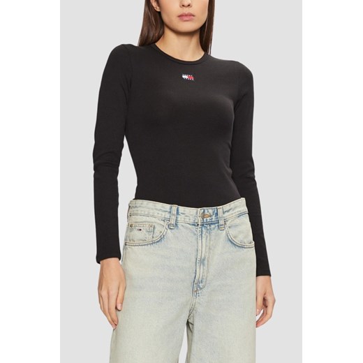 TOMMY JEANS Czarny longsleeve damski, Rozmiar XS ze sklepu outfit.pl w kategorii Bluzki damskie - zdjęcie 180231148