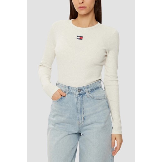 TOMMY JEANS Beżowy damski longsleeve, Rozmiar XS ze sklepu outfit.pl w kategorii Bluzki damskie - zdjęcie 180231168