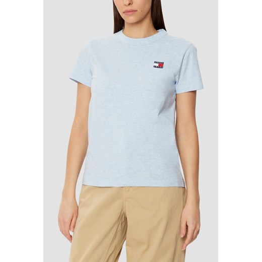TOMMY JEANS Błękitny damski t-shirt z małym logo, Rozmiar S ze sklepu outfit.pl w kategorii Bluzki damskie - zdjęcie 180231178