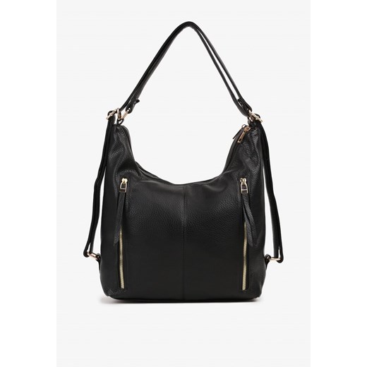 Czarna Torebka Typu Hobo z Regulowaną Rączką i Dodatkowymi Kieszeniami Sanirae ze sklepu born2be.pl w kategorii Torby Shopper bag - zdjęcie 180232619