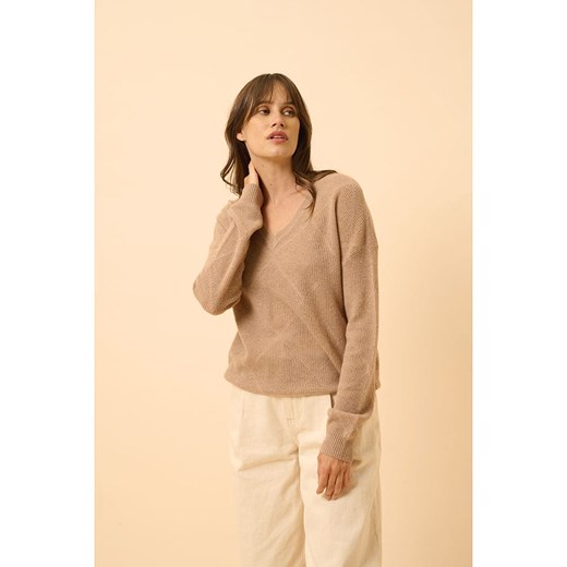 Just Cashmere Kaszmirowy sweter &quot;Capucine&quot; w kolorze beżowym ze sklepu Limango Polska w kategorii Swetry damskie - zdjęcie 180232958