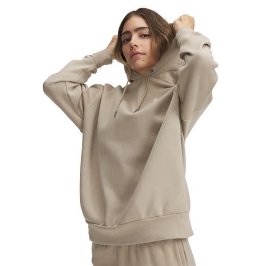 Damska bluza dresowa nierozpinana z kapturem Under Armour UA Icon Fleece OS Hoodie - brązowa ze sklepu Sportstylestory.com w kategorii Bluzy damskie - zdjęcie 180237397