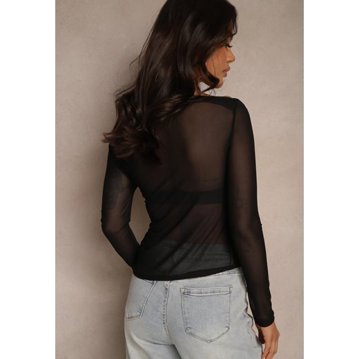 Bluzka damska Renee z długim rękawem czarna z aplikacjami  