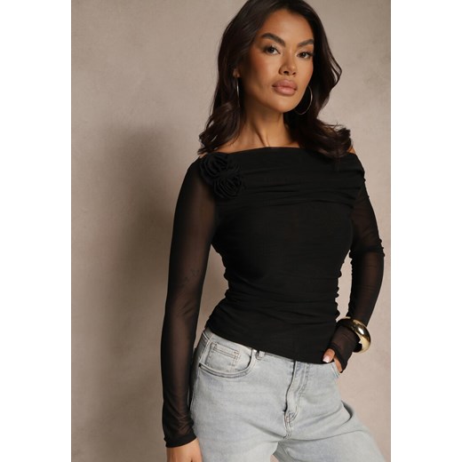 Bluzka damska Renee z aplikacjami  z długim rękawem 