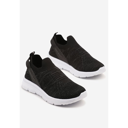 Czarne Wsuwane Buty Sportowe Sneakersy z Siateczki ze Skórzaną Wkładką Rosaliris 37 okazja born2be.pl