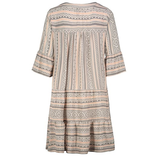 SUBLEVEL sukienka beżowa z wiskozy midi luźna z dekoltem w serek 