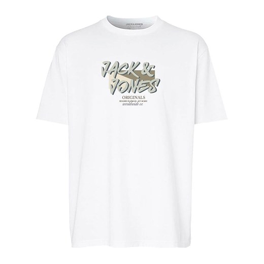 Biały t-shirt męski Jack & Jones z krótkimi rękawami 