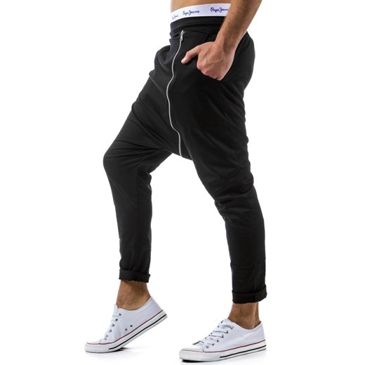 Spodnie typu baggy (ux0235) - Czarny dstreet bialy bawełna