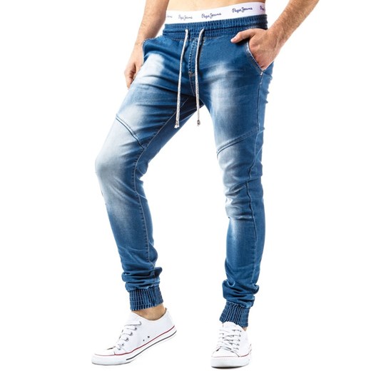 Męskie spodnie joggery (ux0236) dstreet niebieski bawełna