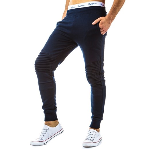 Spodnie sportowe męskie (ux0230) - Granatowy dstreet czarny bawełna