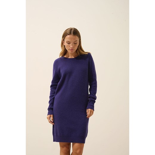 Just Cashmere Kaszmirowa sukienka &quot;Aureline&quot; w kolorze fioletowym ze sklepu Limango Polska w kategorii Sukienki - zdjęcie 180241177