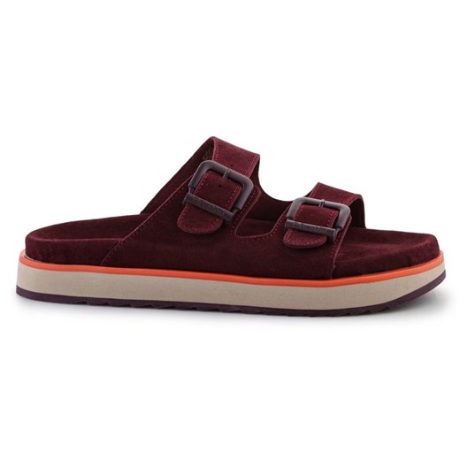 Klapki D.Franklin Nordic Sandal Buckle DFSH405004-BURG czerwone ze sklepu ButyModne.pl w kategorii Klapki damskie - zdjęcie 180242286