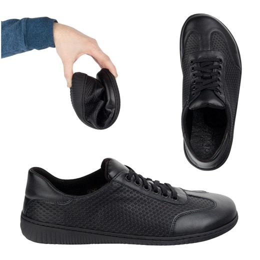 WASAK Buty męskie barefoot minimalistyczne skórzane 0742WK czarny tłoczony na Wasak 44 ButyModne.pl