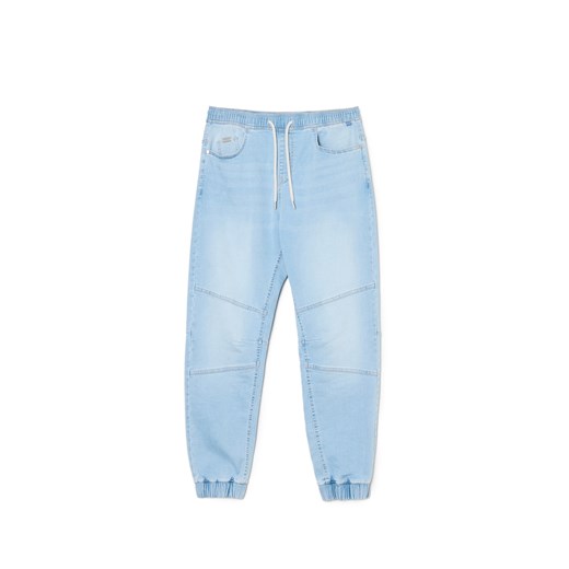 Cropp - Jeansy jogger z ozdobnymi przeszyciami - niebieski Cropp 34/32 Cropp
