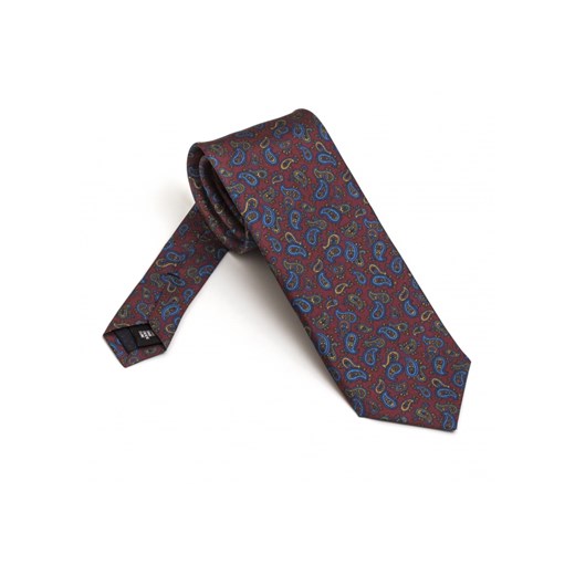 Elegancki bordowy krawat jedwabny Hemley we wzór paisley eleganckipan-com-pl szary abstrakcyjne wzory