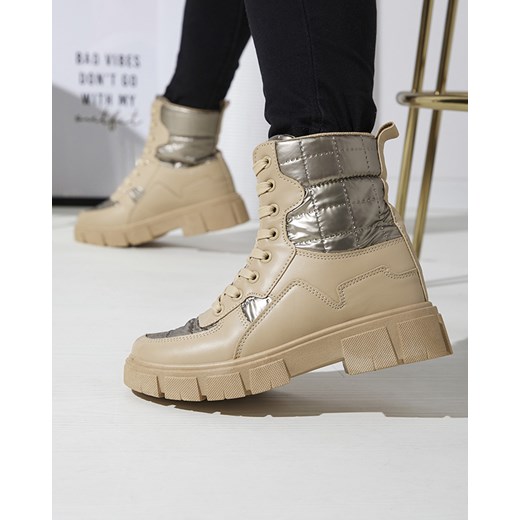 Royalfashion Jasnobrązowe damskie nieocieplane botki typu workery Qertera ze sklepu royalfashion.pl w kategorii Workery damskie - zdjęcie 180249568