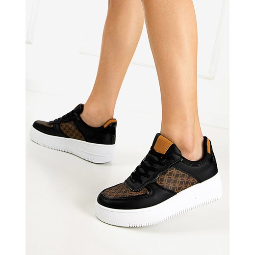 Royalfashion Czarne damskie buty sportowe z printem Glou ze sklepu royalfashion.pl w kategorii Buty sportowe damskie - zdjęcie 180249827