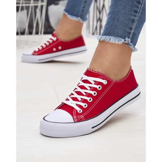 Royalfashion Czerwone damskie klasyczne sznurowane trampki Ogisa ze sklepu royalfashion.pl w kategorii Trampki damskie - zdjęcie 180249865