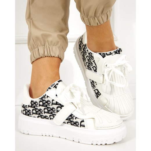 Royalfashion Białe sportowe sneakersy damskie z printem Ibibis ze sklepu royalfashion.pl w kategorii Buty sportowe damskie - zdjęcie 180250565