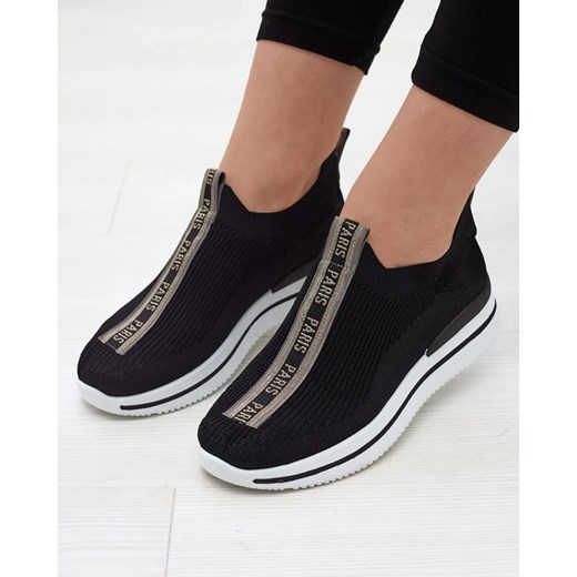Royalfashion Wsuwane buty sportowe damskie z napisami w kolorze czarnym Cerppa ze sklepu royalfashion.pl w kategorii Buty sportowe damskie - zdjęcie 180252025