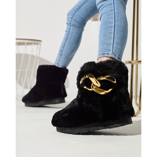 Royalfashion Czarne damskie buty a'la śniegowce z futerkiem Sattopa ze sklepu royalfashion.pl w kategorii Śniegowce damskie - zdjęcie 180252516