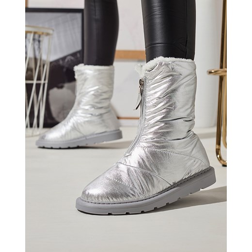 Royalfashion Srebrne damskie buty a'la śniegowce Tirigga ze sklepu royalfashion.pl w kategorii Śniegowce damskie - zdjęcie 180252528