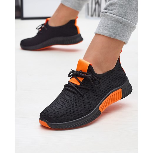 Royalfashion Czarne damskie buty sportowe z pomarańzowymi wstawkami Keteti ze sklepu royalfashion.pl w kategorii Buty sportowe damskie - zdjęcie 180252679