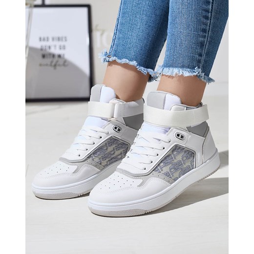 Royalfashion Białe damskie wysokie sneakersy sportowe Xosa ze sklepu royalfashion.pl w kategorii Buty sportowe damskie - zdjęcie 180252887