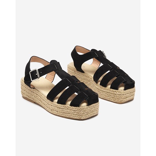 Royalfashion Czarne eko-zamszowe damskie sandały na platformie Keniso ze sklepu royalfashion.pl w kategorii Espadryle damskie - zdjęcie 180253627