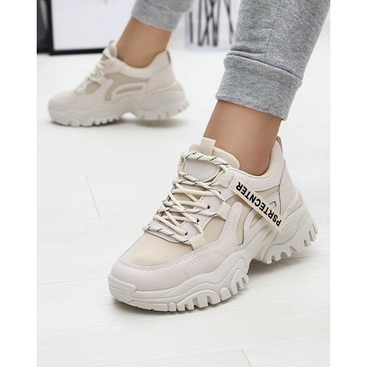 Beżowe damskie buty sportowe typu sneakersy Povilpo ze sklepu royalfashion.pl w kategorii Buty sportowe damskie - zdjęcie 180254165
