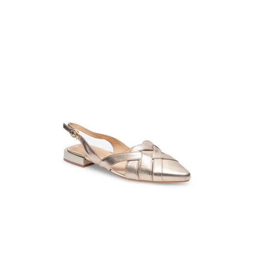 Złote balerinki Sergio Bardi płaskie z klamrą 
