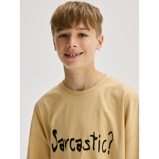 Reserved - Bawełniany t-shirt oversize - kremowy Reserved 122/128 (6-8 lat) Reserved