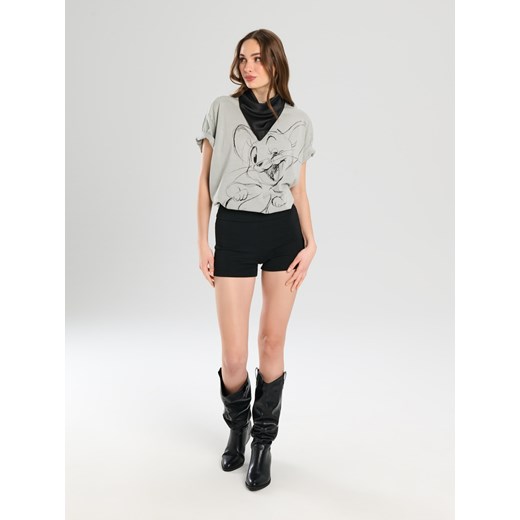 Sinsay bluzka damska bawełniana na wiosnę z okrągłym dekoltem z krótkim rękawem 