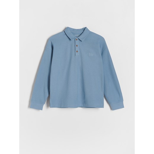 Reserved - Longsleeve polo oversize - niebieski ze sklepu Reserved w kategorii T-shirty chłopięce - zdjęcie 180259478