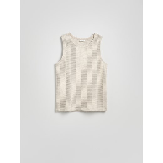 Reserved - Strukturalny top - beżowy ze sklepu Reserved w kategorii T-shirty męskie - zdjęcie 180262349