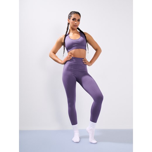 Sinsay - Legginsy sportowe z ozdobnymi przeszyciami - fioletowy Sinsay M/L Sinsay
