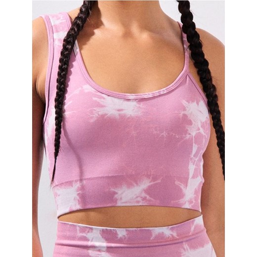 Sinsay - Top sportowy z asymetrycznymi ramiączkami - różowy ze sklepu Sinsay w kategorii Bluzki damskie - zdjęcie 180265375